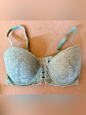 Undiz Lace Underwire Bra Sage Mint Green Molded Cups J-hook Convertible 32E 70E